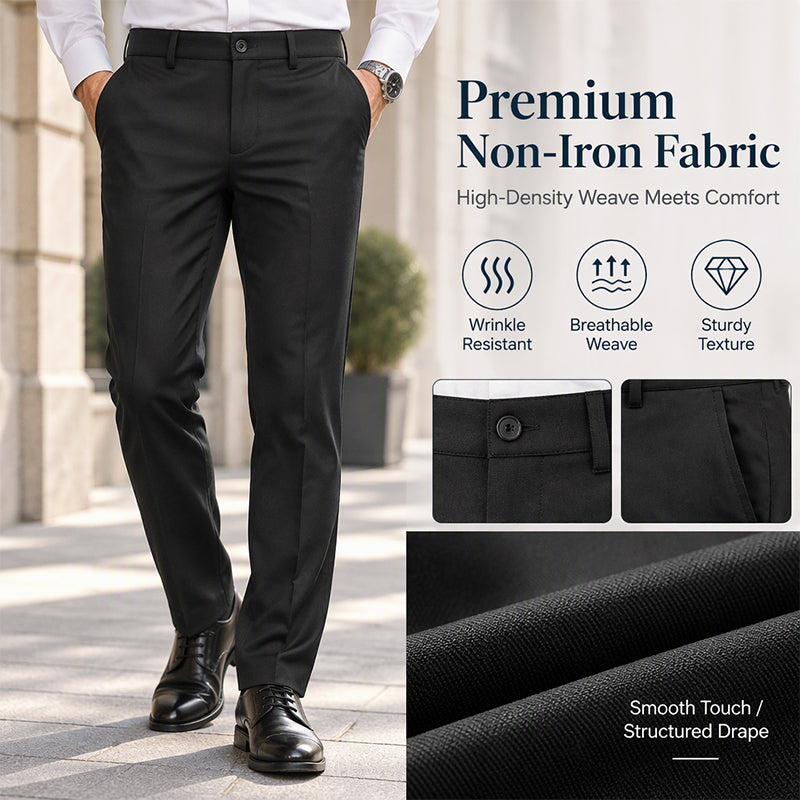 Men's Slim-Fit Mid-Rise Suit Pants