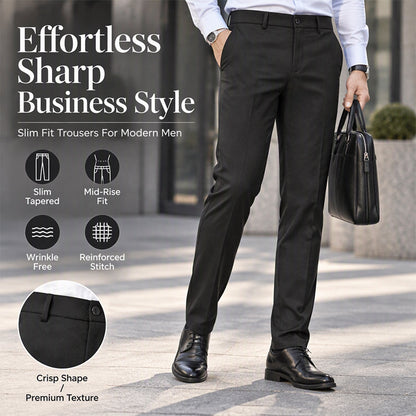 Men's Slim-Fit Mid-Rise Suit Pants