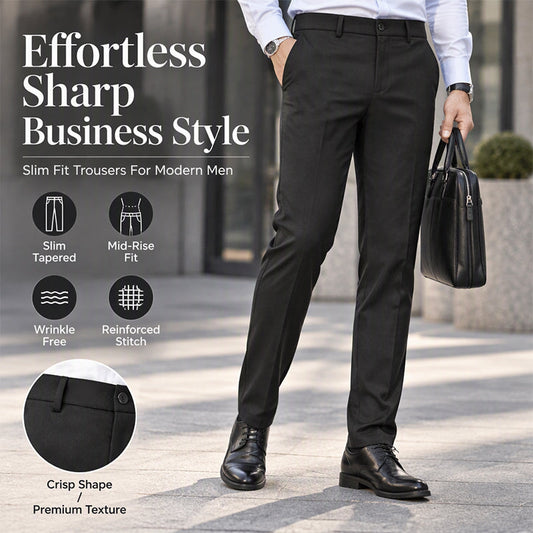 Men's Slim-Fit Mid-Rise Suit Pants