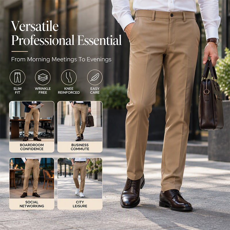 Men's Slim-Fit Mid-Rise Suit Pants