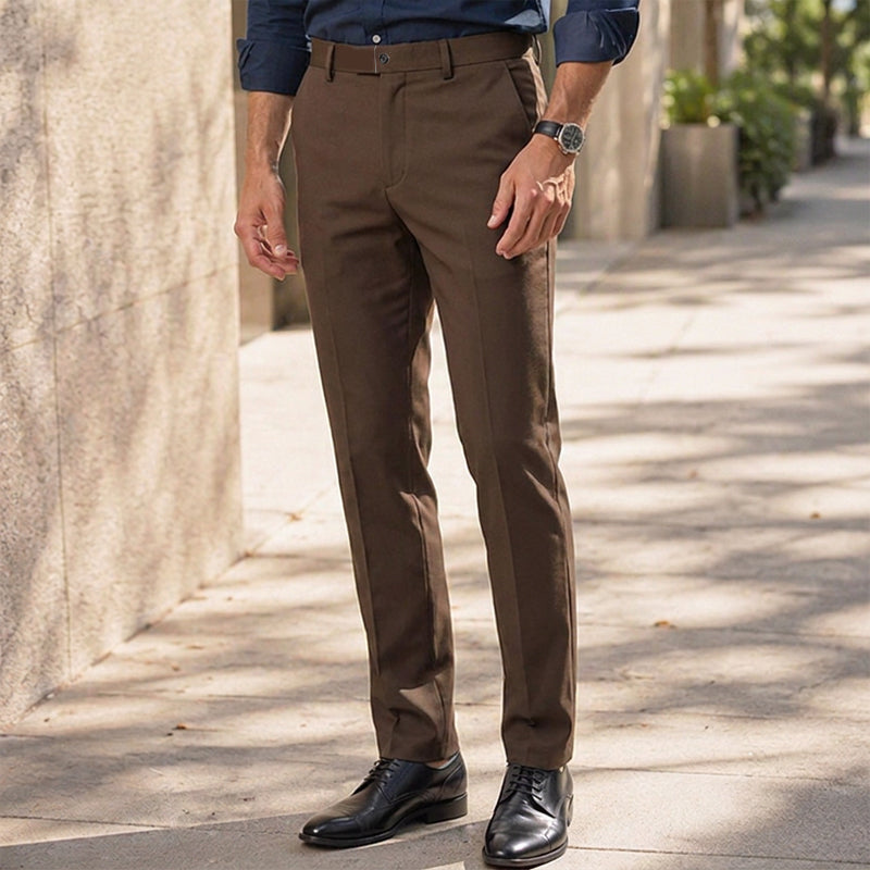 Men's Slim-Fit Mid-Rise Suit Pants