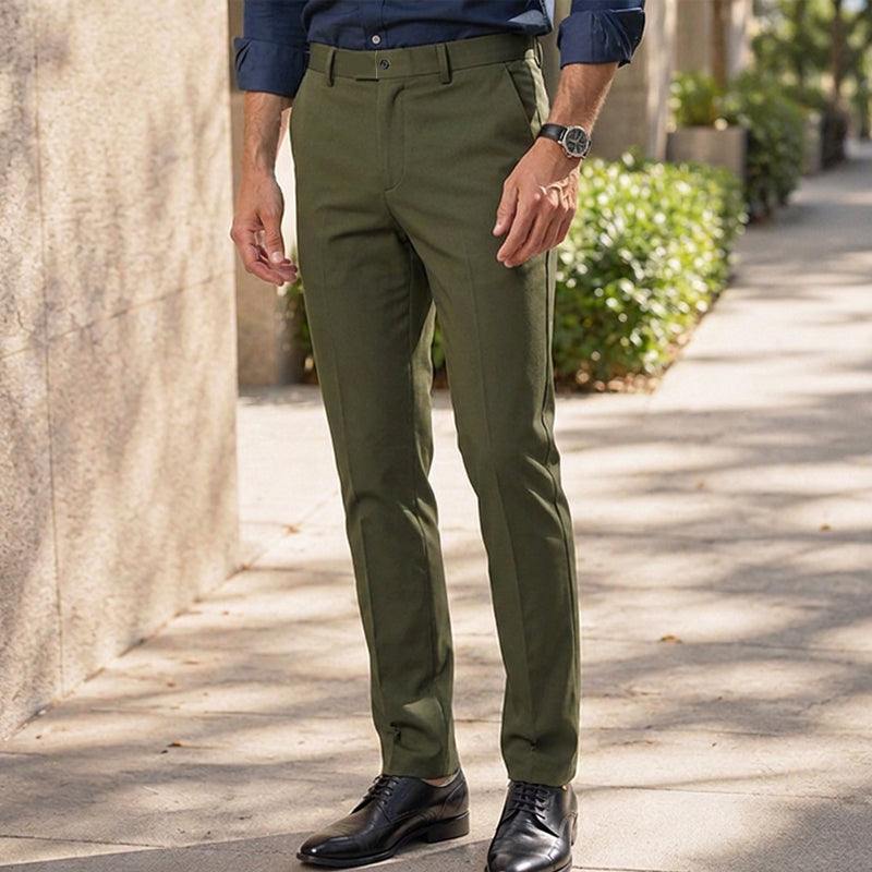 Men's Slim-Fit Mid-Rise Suit Pants