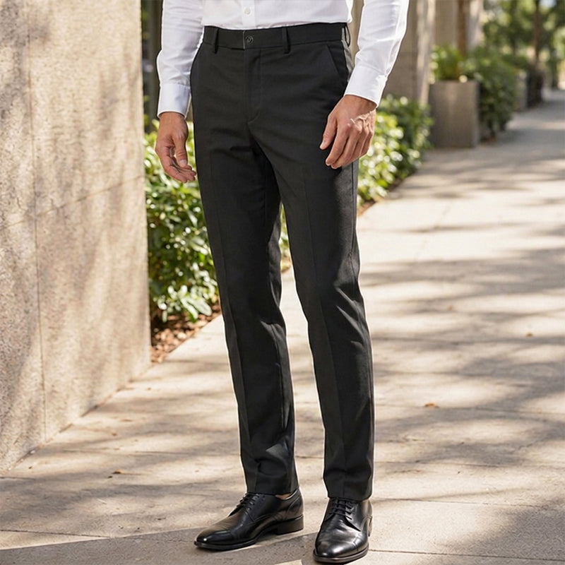 Men's Slim-Fit Mid-Rise Suit Pants