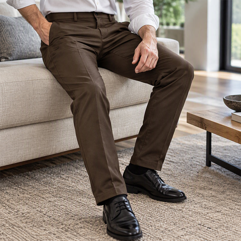 Men's Slim-Fit Mid-Rise Suit Pants