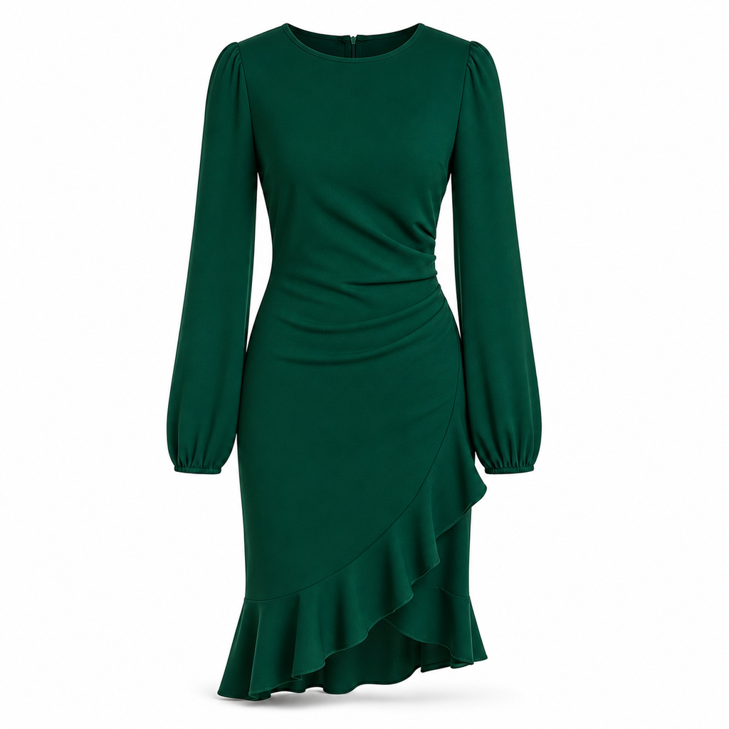 👗 Feminine Sleeve Volume, Sculpting Silhouette | Women's Solid Color Puff Sleeve Bodycon Dress