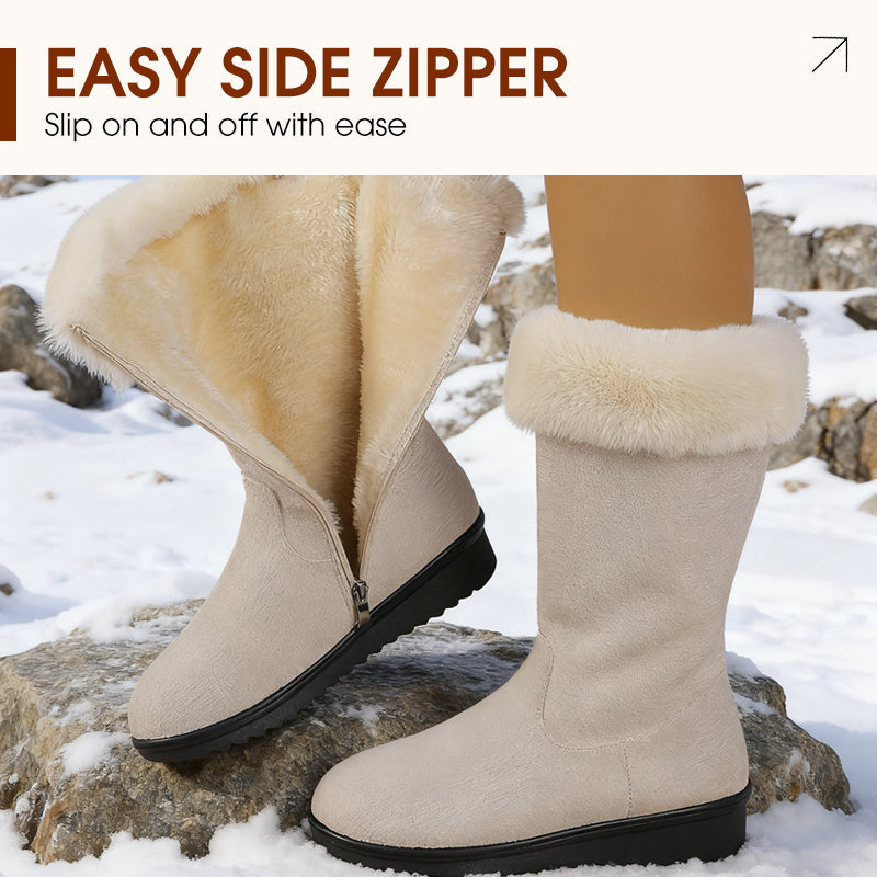 Women's Mid Calf Winter Boots with Side Zipper