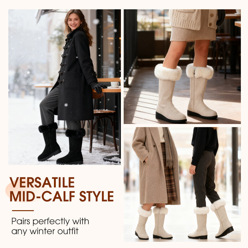 Women's Mid Calf Winter Boots with Side Zipper