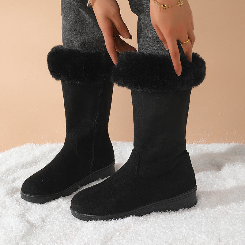 Women's Mid Calf Winter Boots with Side Zipper