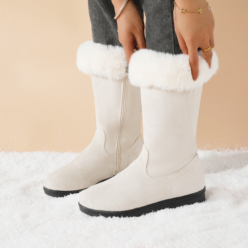 Women's Mid Calf Winter Boots with Side Zipper