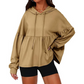 Women's Loose Ruffle Hem Hooded Sweatshirt