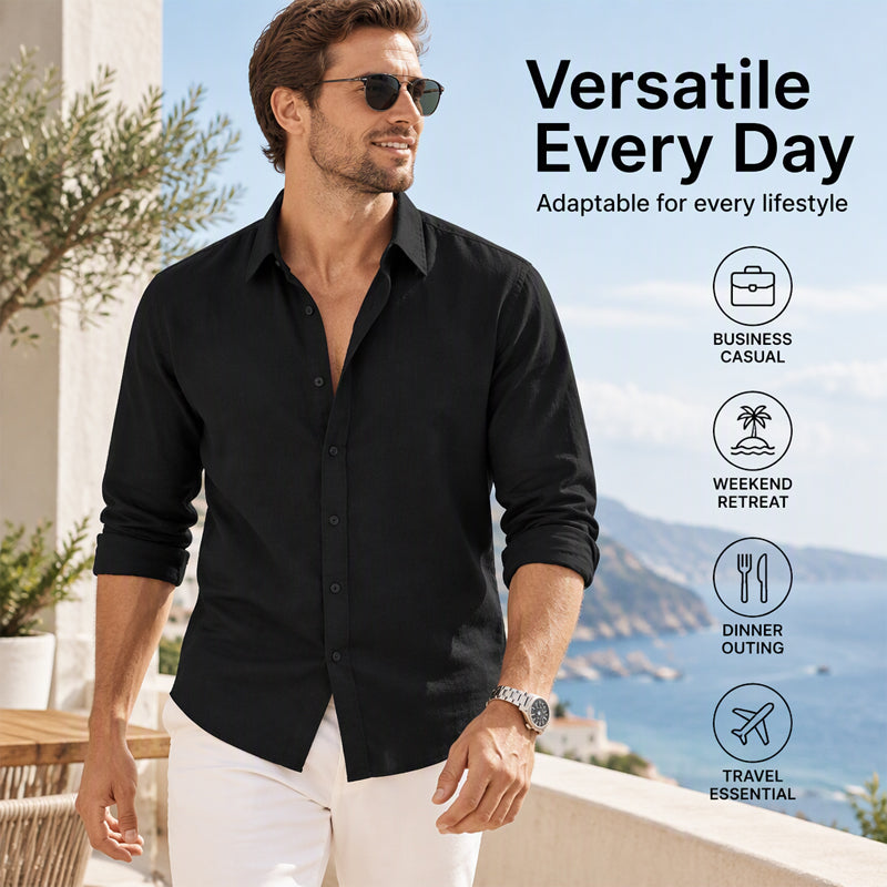 Men's Casual Lightweight Breathable Linen Shirt