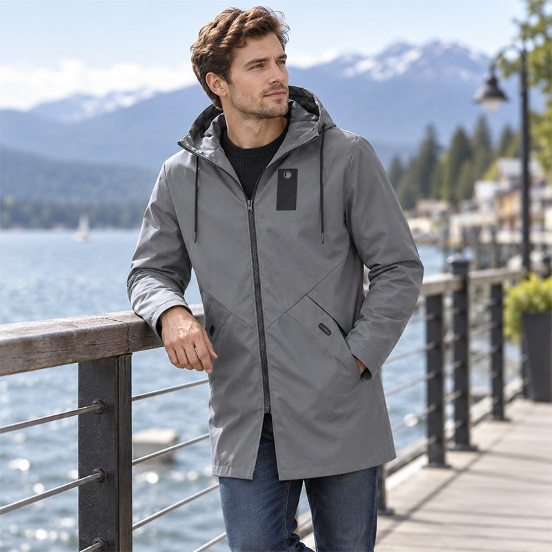 🧥 Balanced Coverage, Wind-Ready Comfort | Men's Mid-Length Hooded Windbreaker Trench