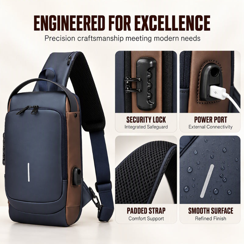 Anti-Theft Sling Bag with USB Charging Port for Men