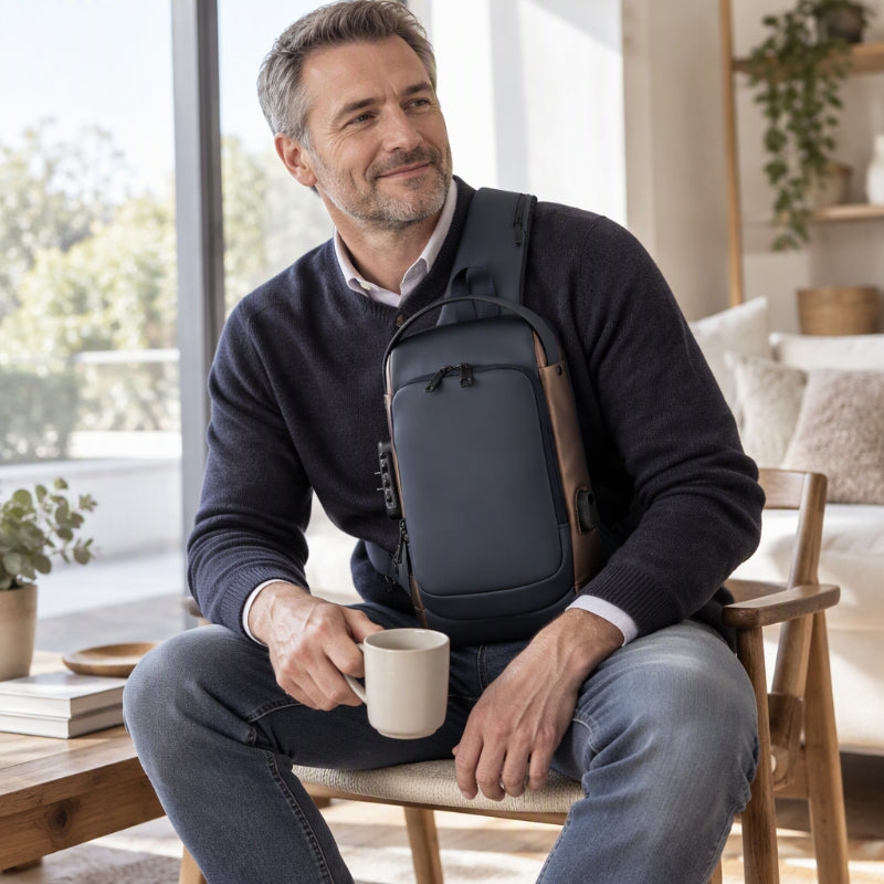 Anti-Theft Sling Bag with USB Charging Port for Men