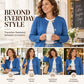 Women's Chic Crewneck Knit Cardigan with Gold Buttons