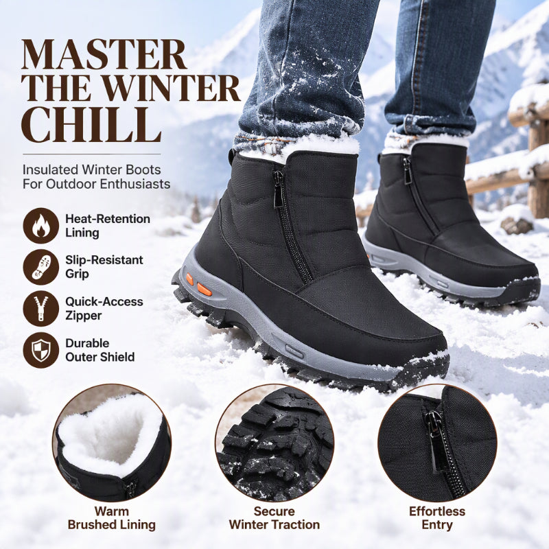 Men's Winter Plush-Lined Waterproof Snow Boots