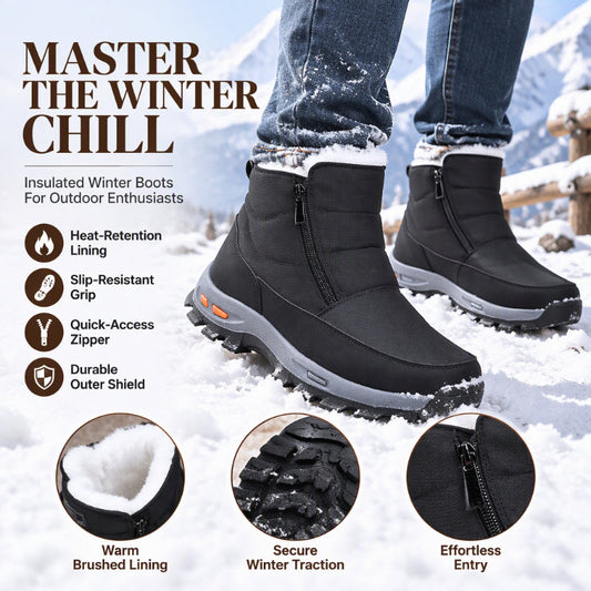 Men's Winter Plush-Lined Waterproof Snow Boots