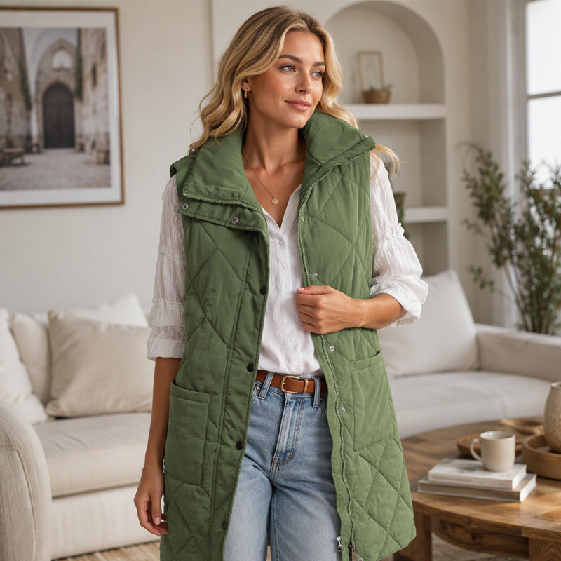 Women's Mid-Length Quilted Thermal Vest