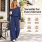Women's Off-Shoulder Long Sleeve Top & Wide-Leg Pants Set