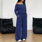 Women's Off-Shoulder Long Sleeve Top & Wide-Leg Pants Set