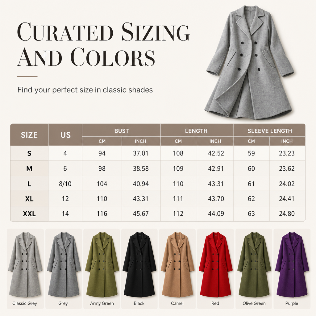 Women's Long Double Breasted Textured Coat Elegant Commuter Outerwear🔥𝙁𝙧𝙚𝙚 𝙎𝙝𝙞𝙥𝙥𝙞𝙣𝙜