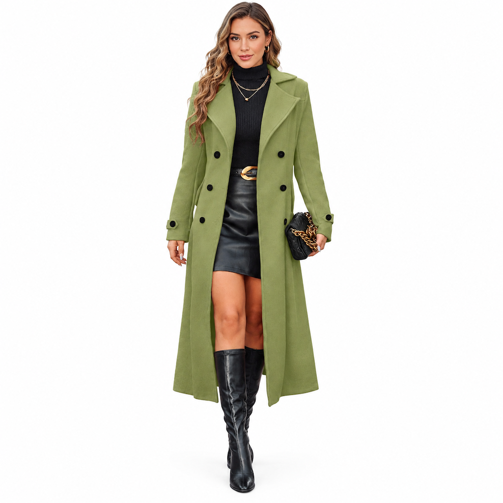 Women's Long Double Breasted Textured Coat Elegant Commuter Outerwear🔥𝙁𝙧𝙚𝙚 𝙎𝙝𝙞𝙥𝙥𝙞𝙣𝙜