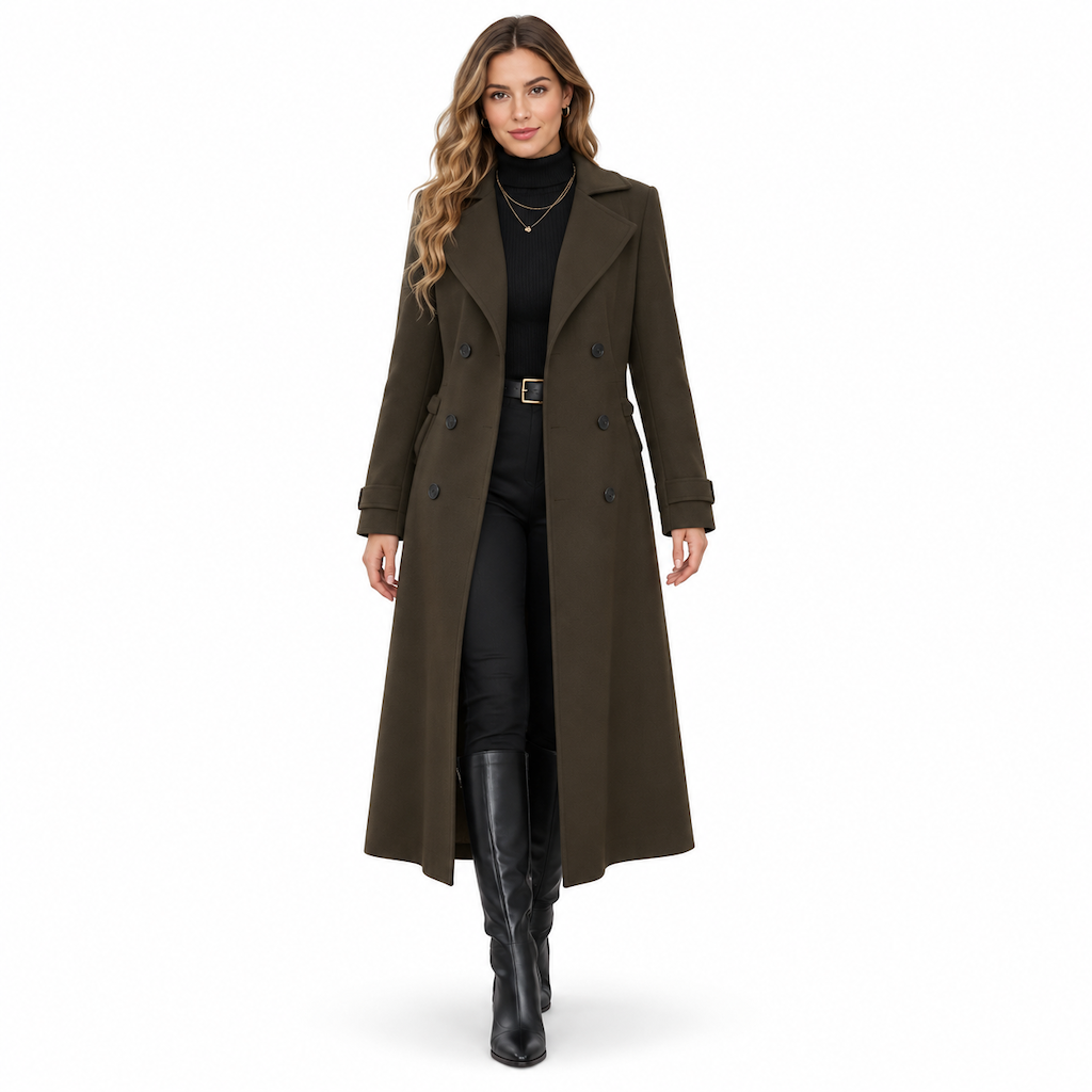 Women's Long Double Breasted Textured Coat Elegant Commuter Outerwear🔥𝙁𝙧𝙚𝙚 𝙎𝙝𝙞𝙥𝙥𝙞𝙣𝙜