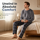 Men's Soft Plush Knit Loungewear Pajama Set with Solid Crewneck Top and Plaid Pants
