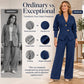 Women's Elegant Puff Sleeve Blazer and Wide-Leg Pants Set