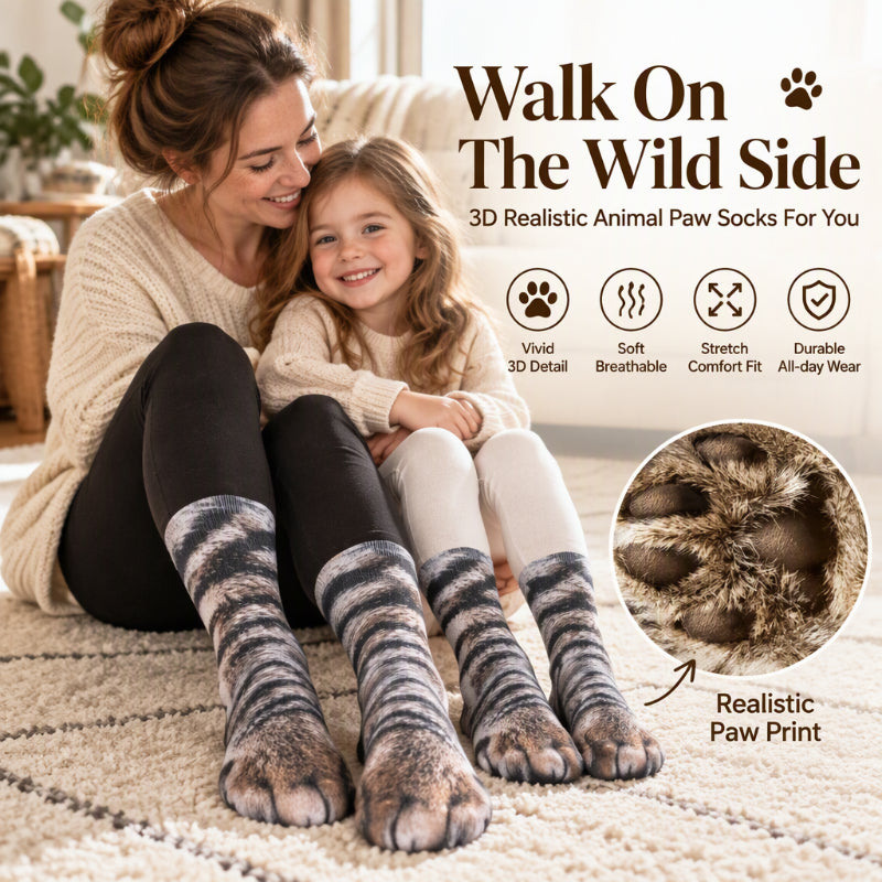 Unisex Adult & Kids Animal Paw Crew Socks