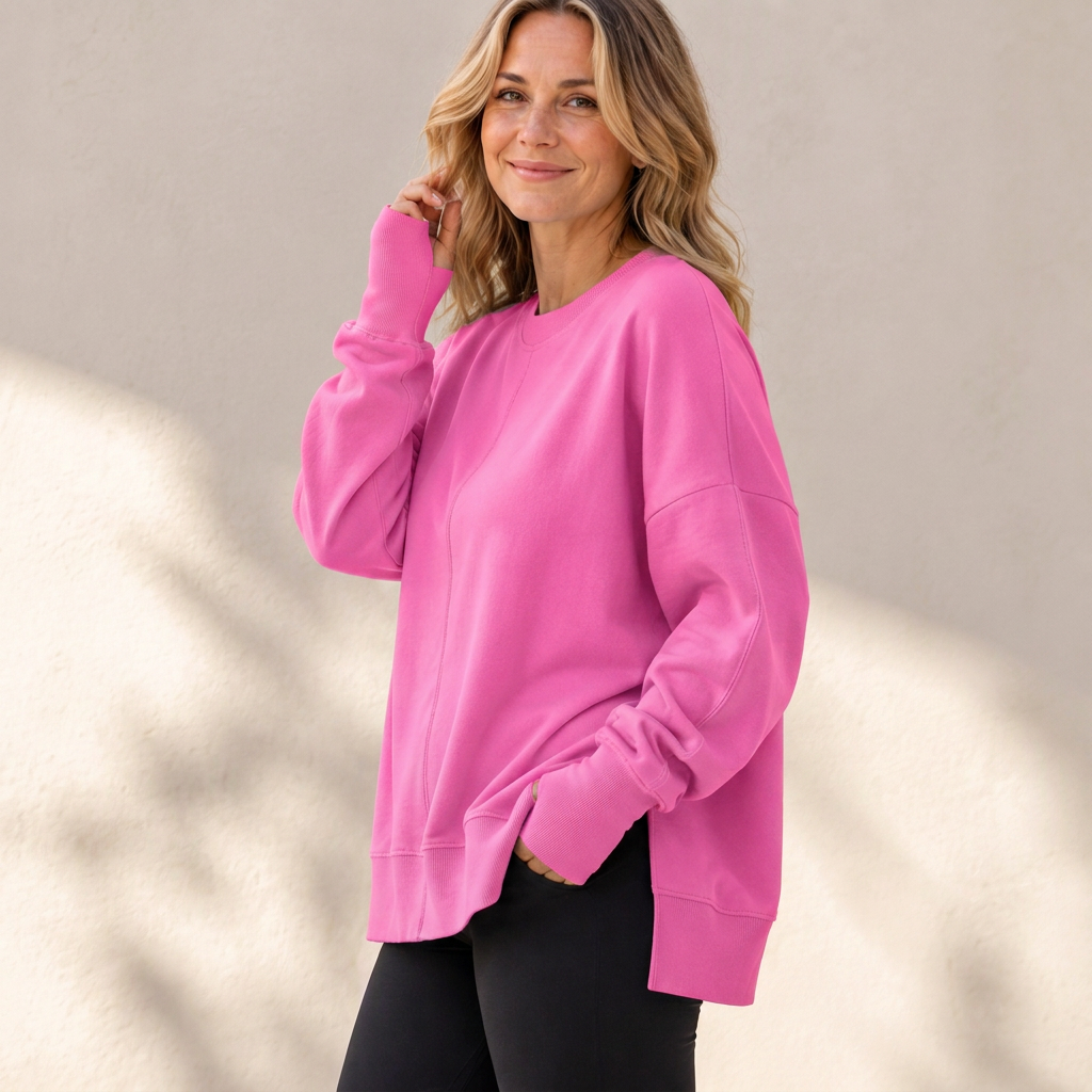 👚 Relaxed Comfort, Flowing Side Detail | Women's Loose Crewneck Side Slit Sweatshirt