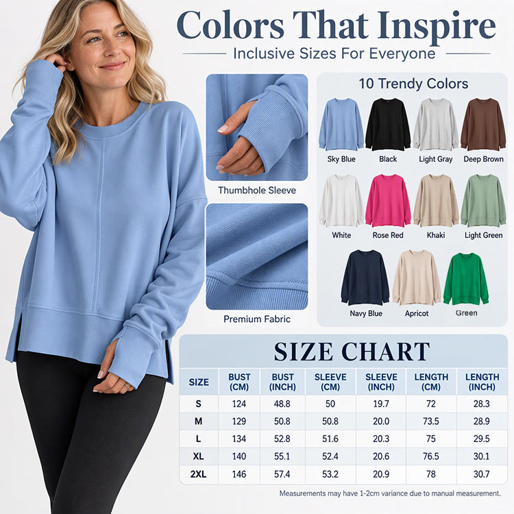 👚 Relaxed Comfort, Flowing Side Detail | Women's Loose Crewneck Side Slit Sweatshirt