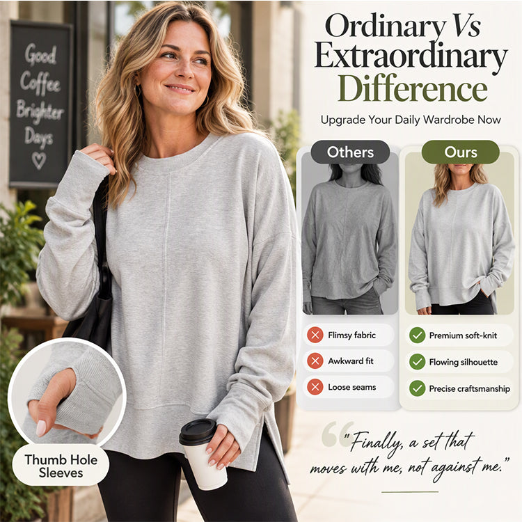 👚 Relaxed Comfort, Flowing Side Detail | Women's Loose Crewneck Side Slit Sweatshirt