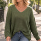 Women's Oversized V-Neck Knit Sweater