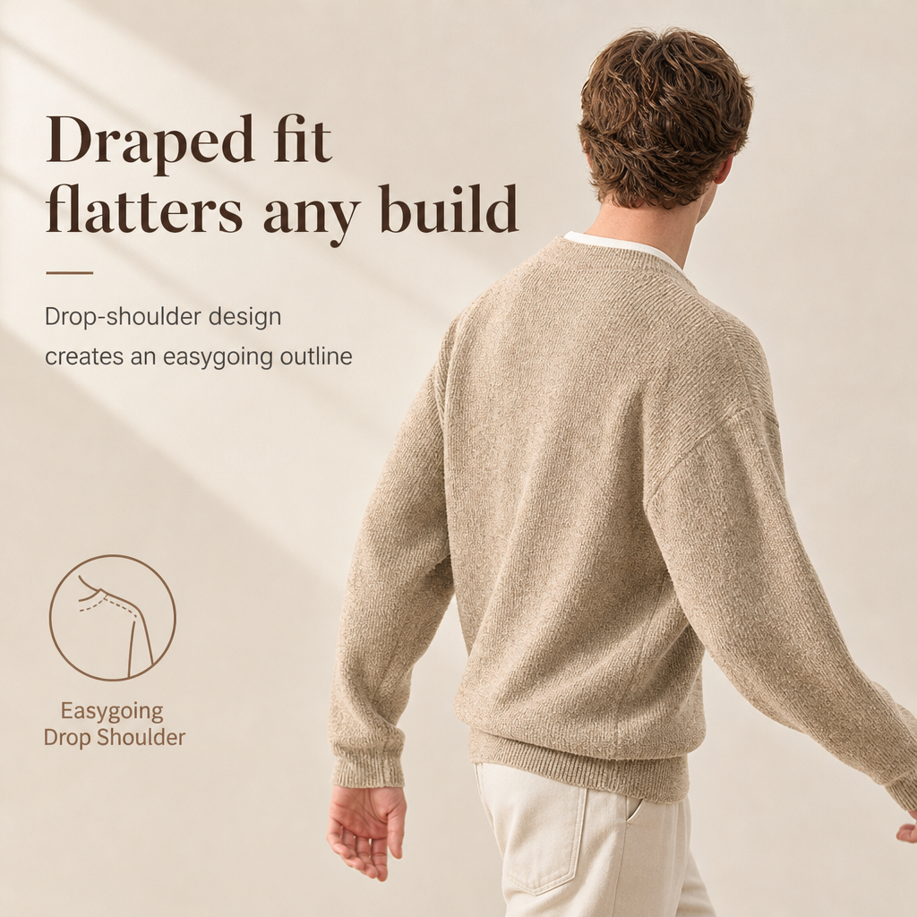 🧶 Effortless Layered Look, Relaxed Comfort | Men's Retro Henley Neck Mock Two Piece Sweater Relaxed Fit Long Sleeve Knit Pullover for Fall and Winter