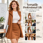 🧥 Polished Layered Look, Leg-Elongating Proportion | Women's Lapel Open Front Long Vest and Mini Skirt Set
