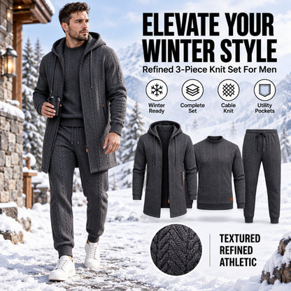 Men's Casual Cable Knit 3-Piece Set✨🔥𝙁𝙧𝙚𝙚 𝙎𝙝𝙞𝙥𝙥𝙞𝙣𝙜