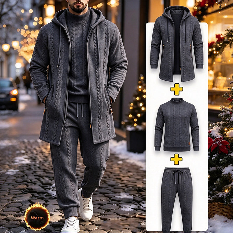Men's Casual Cable Knit 3-Piece Set✨🔥𝙁𝙧𝙚𝙚 𝙎𝙝𝙞𝙥𝙥𝙞𝙣𝙜