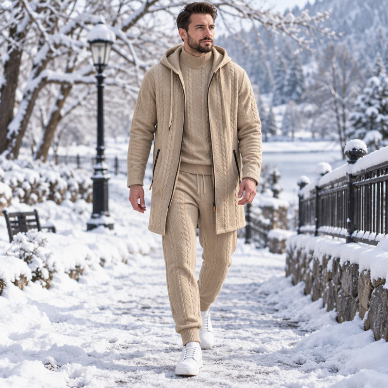 Men's Casual Cable Knit 3-Piece Set✨🔥𝙁𝙧𝙚𝙚 𝙎𝙝𝙞𝙥𝙥𝙞𝙣𝙜