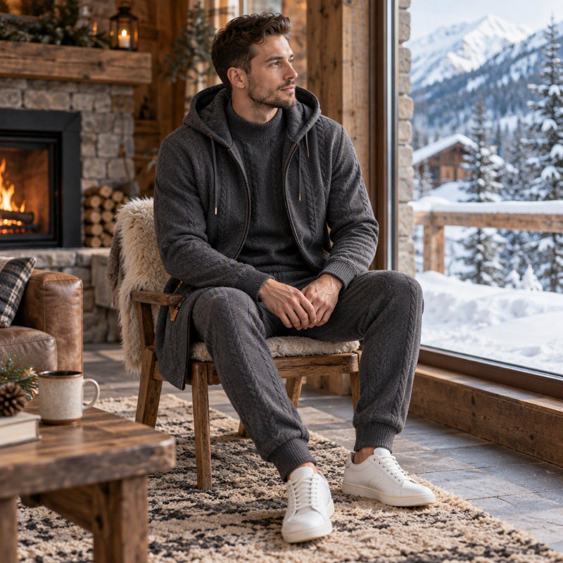 Men's Casual Cable Knit 3-Piece Set✨🔥𝙁𝙧𝙚𝙚 𝙎𝙝𝙞𝙥𝙥𝙞𝙣𝙜