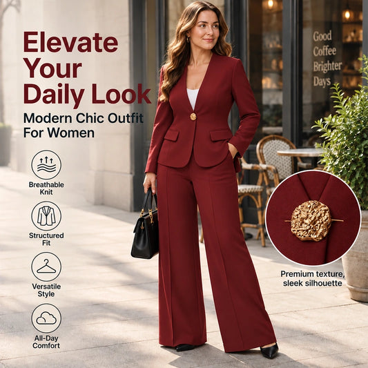 💖Black Friday Mega Deal – 50% off!💖 🍷Women's Elegant Blazer and Wide-Leg Pants Set