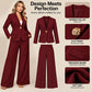 💖Black Friday Mega Deal – 50% off!💖 🍷Women's Elegant Blazer and Wide-Leg Pants Set