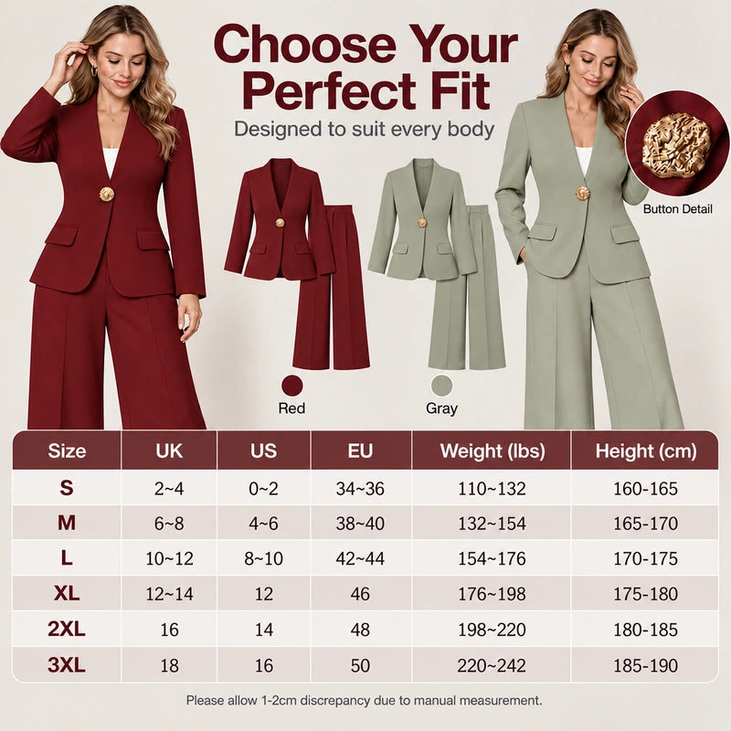 💖Black Friday Mega Deal – 50% off!💖 🍷Women's Elegant Blazer and Wide-Leg Pants Set