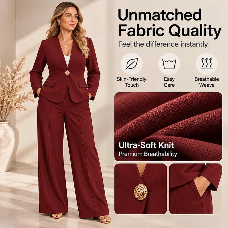 💖Black Friday Mega Deal – 50% off!💖 🍷Women's Elegant Blazer and Wide-Leg Pants Set