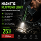 🔦🔥Uunnværlig verktøy! Multifunksjonell pennformet sterk magnetisk arbeidslampe, bærbar roterbar LED-arbeidslommelykt, magnetisk base, håndfri belysning for reparasjon &  Utendørs💡
