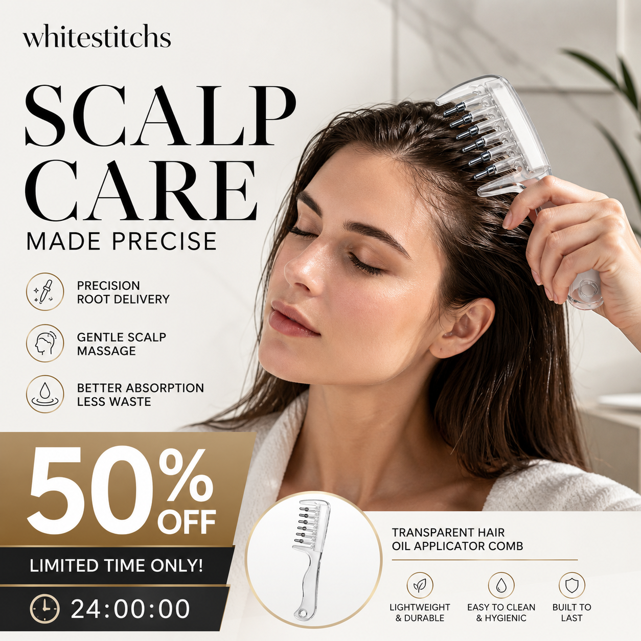 🔥BUY 2 GET 1 FREE⏰Transparent Hair Oil Applicator Comb
