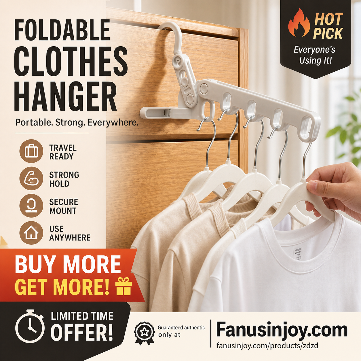 🎉🎉Buy One Get One Free！🥼Hang clothes anywhere you want！Portable Foldable Clothes Hanger