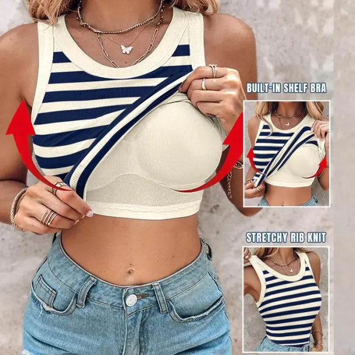 💖LAST DAY SPECIAL SALE 50% OFF🍃💖Women's Ribbed Stretchy Tank Top with Built-in Bra
